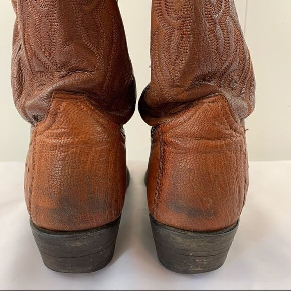 Tony Lama Brown Brandy Ostrich Cowboy Boots 9D main image 7